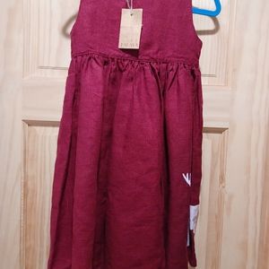 Brand New 100% Linen Burgandy Palava Rosie Burgundy Reindeer Dress